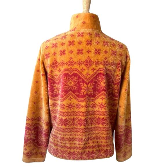 Vintage Talbots Pink Orange Nordic Plush Fleece Pullover 1/4 Zip Women's S P - Picture 5 of 7